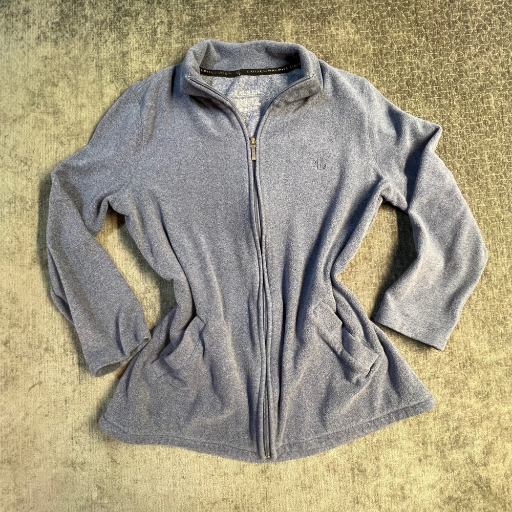Lauren‎ Ralph Lauren Women's Blue Full Zip Fleece Jacket Small S
